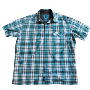 Kuhl Men’s Blue Plaid Short Sleeve Button Down Shirt in XL like new